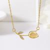 Moda Coreana Simple Rosa Elegante Colgante de Flor Rosa Exquisito Entrada Lujo Ojo de Gato Micro Zircón Cadena Collar Regalo