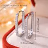 Aretes tipo ear cuff de fila única con diamantes completos en forma de U, estilo lujo ligero, aretes simples de zirconia microincrustada, versátiles y sofisticados para el uso diario.