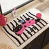 Alfombrilla Drenante de Tierra de Diatomeas para Gatos con Bloques de Color Dulces y Frescos, Rayas Rojas y Azules, Alfombrilla Absorbente para Cocina, Alfombrilla Antideslizante para Mesa, Alfombrilla para Control de Agua para Vajilla