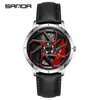 Reloj de cuarzo Sanda para hombre, moderno, sencillo, resistente al agua, creativo, hueco, de cuarzo, con rueda, electrónico.