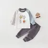 Conjunto de Roupas Outonais para Meninos Festa de Batata Frita, Roupa 100% Algodão Classe A, Pijama de Manga Longa e Calça Longa para Bebê