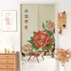Cortina de Porta de Tecido Estilo Chinês com Ameixa, Orquídea, Bambu e Crisântemo Cortina Meia para Divisória de Quarto de Casa Cortina de Proteção para Cozinha Banheiro Cortina de Porta Estampada
