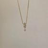 Colar Corrente Clavícula Pingente Gota d'Água Diamante Flash Suspenso Feminino Estilo Normcore Nicho Luxo Acessível Versátil Exquisite