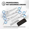 Tijeras profesionales para el aseo de mascotas y un juego de herramientas especializadas para recortar el pelaje de perros, diseñados para la venta transfronteriza. Tornillo blanco, anillo azul