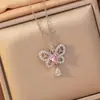 Acero de Titanio Collar Popular para Mujer, Cobre Microincrustado con Chapado en Oro Real, Estilo de Celebridad de Internet Ins de Gama Alta, Exquisita Cadena para Clavícula