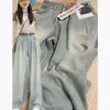 Jeans Rectos Estilo Americano para Mujer 2024 Nuevos de Cintura Alta Sueltos Efecto Adelgazante Alargador Primavera y Otoño Pantalones de Pierna Ancha Más Largos