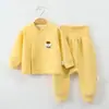 Conjunto de Duas Peças Outono/Inverno para Bebê: Conjunto de Roupas de Outono Quente, Espesso e Forrado com Lã com Roupa Íntima de Bebê de Cintura Alta