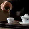 Taza de té Fu Lu blanca pura pintada a mano con aceite de cerdo, orquídea mariposa, taza maestra blanca china, taza de té para el hogar, caja de regalo, regalo regalo