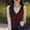 Primavera e Outono Lã Penteada Sling Mulheres Em Torno Do Decote Em V Fino Slim-fit Emagrecimento Base De Malha Camisa Sem Mangas Colete