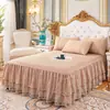 Falda de Cama Estilo Princesa Pieza Única Juego de Tres Piezas Colcha Sábana Borde de Encaje Estilo Cubierta Protectora de Cama de 1.5m 1.8m 2.0m Metro