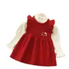 Conjunto de chaleco de punto para niña y falda Aekyung otoño e invierno gato de dibujos animados chaleco falda y camiseta básica conjunto de dos piezas