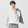 Anyang 2026 Verano Nueva Marca de Moda Puntada Visible Color Sólido Camiseta de Manga Corta para Hombre Casual Holgada Camiseta de Media Manga Camiseta Transfronteriza