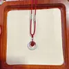 Feijão de Acácia Xiangyun DIY Tecido Casal Pingente de Fivela Ping An Laço Contas de Transferência Colar Dupla Camada Explosivo Simples