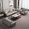 Sofá de escritório mesa de centro combinação terno simples recepção moderna negócios luz de luxo couro genuíno três lugares estilo italiano
