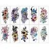 Pegatinas de Tatuaje para Brazo Estilo Ins Animal Oscuro Floral, Patrón Grande Realista Cabeza de Ciervo Martillo Set Floral Pegatinas de Tatuaje Hechas a Medida