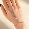 Pulseira de Dedo Galho-Folha-Pétala Mais Vendida Transfronteiriça, Corrente de Dedo Folha-Tulipa Moderna, Pulseira de Corrente de Metal para Pulso