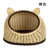 Nido para gatos de ratán, adecuado para todas las estaciones, nido semi-cerrado para mascotas, villa cama de verano, casa de gato de verano, nido de enfriamiento seguro para gatos