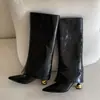 Botas de Caballero para Mujer 2025 Nuevas Ajustadas Gama Alta Nicho Piel Suave Punta Tacón Copa de Vino Caña Alta Botas de Pantalón de Tacón Alto