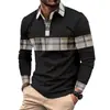 Polo Elegante de Novo Estilo Transfronteiriço Manga Longa Camisa Polo Independente Botões Masculino Casual Gola Lapela Amazon Europa e América