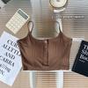 Verano nuevo sexy chaleco de botones con copa fija chica hot versátil con almohadilla para el pecho corto ombligo descubierto ropa exterior tirantes para mujer
