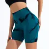 ¡Wow, shorts de yoga sin costuras color durazno personalizados para mujer, con diseños tie-dye y estampado tie-dye, de cintura alta, realzan los glúteos, adecuados para deportes, correr y fitness