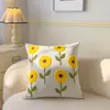 Funda de almohada bordada con toalla Bordado de flores Sin relleno Estilo pastoral Cojín Hogar Mesita de noche Oficina Sofá Cintura Respaldo