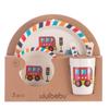 Vajilla infantil creativa de fibra de bambú juego de regalo de 5 piezas jardín de infancia bebé caricatura rejilla tazón plato hondo