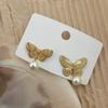 Brincos de Borboleta Estéreo Perolados em Relevo Moda Luxo Leve Distintivos com Pino de Prata 925 Brincos Elegantes de Alta Qualidade