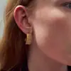 Pendientes de aro con textura retro cepillada, pendientes semicirculares simples y elegantes de estilo francés, pendientes versátiles de alta gama