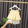 Traje de Verano para Bebé Niña Traje de Celebridad de Internet para Niña de un Año 0 de Moda 3 Niños Verano Estilo K Tirantes Conjunto de Dos Piezas Moderno