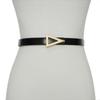 Cinturón de Piel Genuina para Mujer Transfronterizo Cinturón para Pantalones Moda Femenina Versátil Hebilla Decorativa Triangular Grande En Stock