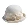 Rongmei 2026 Nuevo Sombrero Clásico Hepburn Transfronterizo con Ala Curva, Sombrero de Mezcla de Seda y Lana, Elegante Sombrero de Estilo Francés