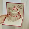 Tarjeta de cumpleaños creativa con música ligera pequeña linda tarjeta de pastel 3d tarjeta de cumpleaños escrita a mano