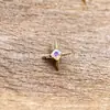 Pendientes de Titanio Aleación de Titanio F136 Cuadrado Dorado Circonita Estrella de Cuatro Puntas G23 Titanio Rosca Interna Circonita Labio Stud Lengua Stud Joyería para Piercing