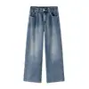 Jeans Rectos Trendy Retro Americano para Hombre Versátiles Personalidad Temperamento Otoño Nuevo Estilo Estilo Lavado Moda Denim Pantalones Largos