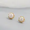 Nafuge Joias de Prata Atacado Luxo Leve Elegante Brincos de Prata 925 Sterling Inlaid com Pérolas Naturais de Água Doce Joias de Prata da Moda