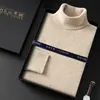 Caja de Regalo Suéter de Cachemira para Hombre de Edad Media y Joven Punto de Cuello Alto Otoño e Invierno Estilo Nuevo Suéter de Lana de Alta Gama como Capa Base