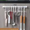 Gancho Sem Furo para Portas de Armário, Gancho para Trilho Deslizante, Organizador Multifuncional, Ganchos Adesivos de Fileira Longa, Ganchos de Fileira Traseira para Porta de Cozinha