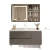 Conjunto de mueble de baño con lavabo integrado de cerámica, nuevo mueble de lavabo minimalista moderno, juego de baño con lavabo
