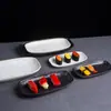 Plato de sushi rectangular de cerámica Gebi plato para barbacoa plato para comida occidental comercial plato para pescado vajilla de restaurante al por mayor