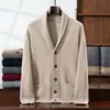 Suéter cárdigan grueso de cachemira con cuello en V para hombre, nuevo modelo de otoño e invierno, 26 de comercio transfronterizo, chaqueta de punto casual de negocios, cálido