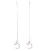 S925 Sterling Silver Flash Diamond Estrela Assimétrica Lua Orelha Linha Coreano Simples Elegante Longo Tassel Brincos Femininos