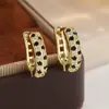 Pendientes de aro con estampado de leopardo y circonita incrustada de moda transfronteriza diseño de alta gama pendientes de aro estilo lujo ligero europeo y americano pendientes de moda al por mayor