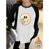 Camiseta de Manga Longa com Ombro Estilo Hip Hop Moda Nacional Feminina Outono e Inverno Nova Estilo Preguiçoso Solta Camisa Básica Casual Versátil
