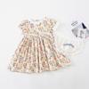Vestido Infantil Amu Monkey Verão Novo Estilo Coreano Vestido de Princesa Floral para Menininha Manga de Renda Saia Longa para Bebê