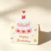 Cartão de Cumprimentos de Bolo de Aniversário 3D Cartão Dobrável Fofo Cartão de Bênçãos Presente para Festa Infantil Cartão de Mensagem Desejos de Aniversário