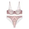 Lencería sexy estilo francés transfronteriza para mujer, ultrafina, minimiza los bustos grandes, previene la flacidez, con encaje contrastante, conjunto de lencería talla grande