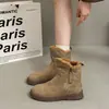 Botas de nieve de cuero suave y felpa de moda para mujer, nueva colección de invierno 2026, con suela gruesa, forro de felpa, que aumentan la altura y cálidas botas Martin