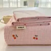 Juego de Tres Piezas de Sábana y Esterilla Refrigerante de Tela Gruesa 100% Algodón Clase A, Estilo Ins Fresco y Transpirable para Dormir Desnudo, Sábana Original de Algodón para Cama Individual de Dormitorio