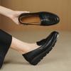 Mocasines de Piel de Cabra de Primera Capa Ultraligeros con Suela Blanda 2025 Otoño Cómodos Zapatos Planos con Plataforma de Tacón Medio Punta Redonda de Piel Genuina Boca Profunda para Mujer